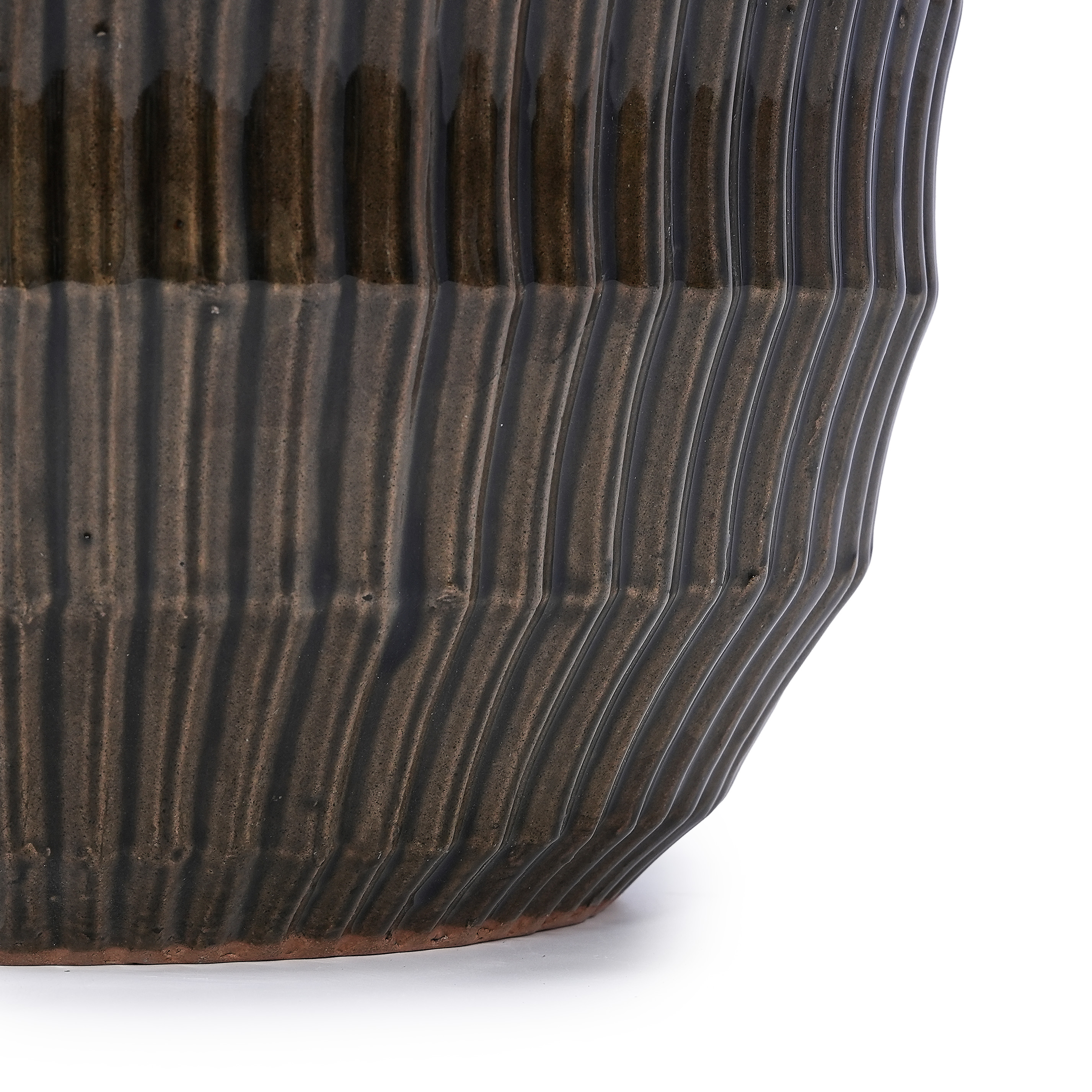 MAYEERTY 4 Pack Fluted Ceramic Planter Pot, Planter for Indoor Outdoor Patio, Garden, Dark Coffee