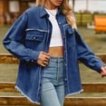 thumbnail image 5 of Women'S Clothing, Women'S Tops, Trendy Women's Casual Denim Shirt with Fringed Edges for Everyday Wear and Stylish Outfits, 5 of 6