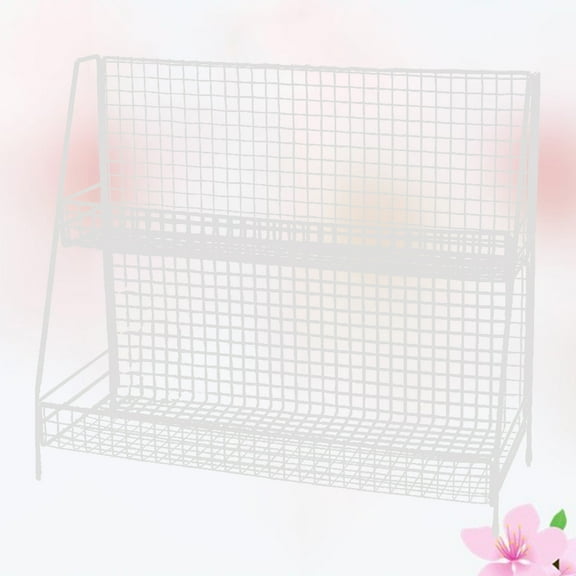 Raindrops White Wrought Iron Two Tier Storage Rack for Kitchen Bathroom Bedroom Large Size 17.7x9.8x15.7 Inches