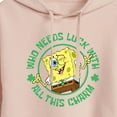 thumbnail image 3 of SpongeBob SquarePants - Who Needs Luck With This Charm - Juniors Cropped Pullover Hoodie, 3 of 6