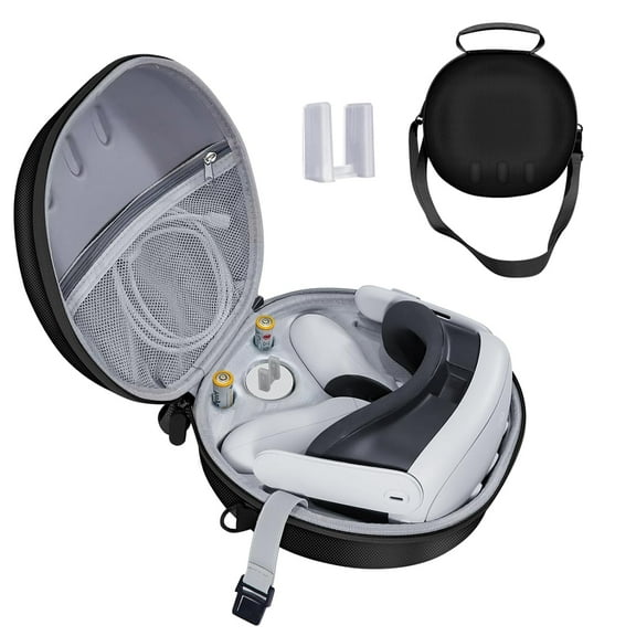 Uberwith Hard Case Compatible with Meta Oculus Quest 3 VR Gaming Headset&Touch Controllers,Waterproof Shockproof Carrying Bag with Mesh Pocket for Travel and Home Storage Case (Black)