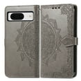 thumbnail image 6 of SaniMore for Google Pixel 8 6.3" 2023 Wallet Case with Embossed Mandala PU Leather Flip Protection Wrist Strap Credit Card Holder Pocket Kickstand Shockproof Cover For Google Pixel 8, Gray, 6 of 6