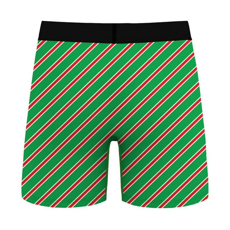 Voncos Mens Boxers Briefs Clearance- Stretch Comfortable Christmas Holiday  Underwear Green Size 3XL
