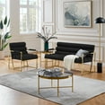 thumbnail image 4 of Inspired Home AC195-10BK-UE Makynlee Upholstered Stainless Steel Accent Chair, Black & Gold, 4 of 17