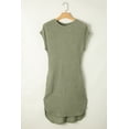 thumbnail image 4 of Women's Jungle Green Waffle Texture T-Shirt Dress with Short Batwing Sleeves - [ZhiHiMeRi] | (US 12-14)L, 4 of 12
