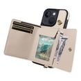 thumbnail image 6 of ELEHOLD Wallet Case for iPhone 13, PU Leather Flip Case with Crossbody & Wrist Strap,Full Protection Case with Card Slots & Kickstand,Beige, 6 of 7