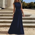 thumbnail image 2 of OSOLU Women Solid Color O-Neck Long Sleeve Patchwork Long Skirt Fashionable Comfortable Lovely Skirts, 2 of 5