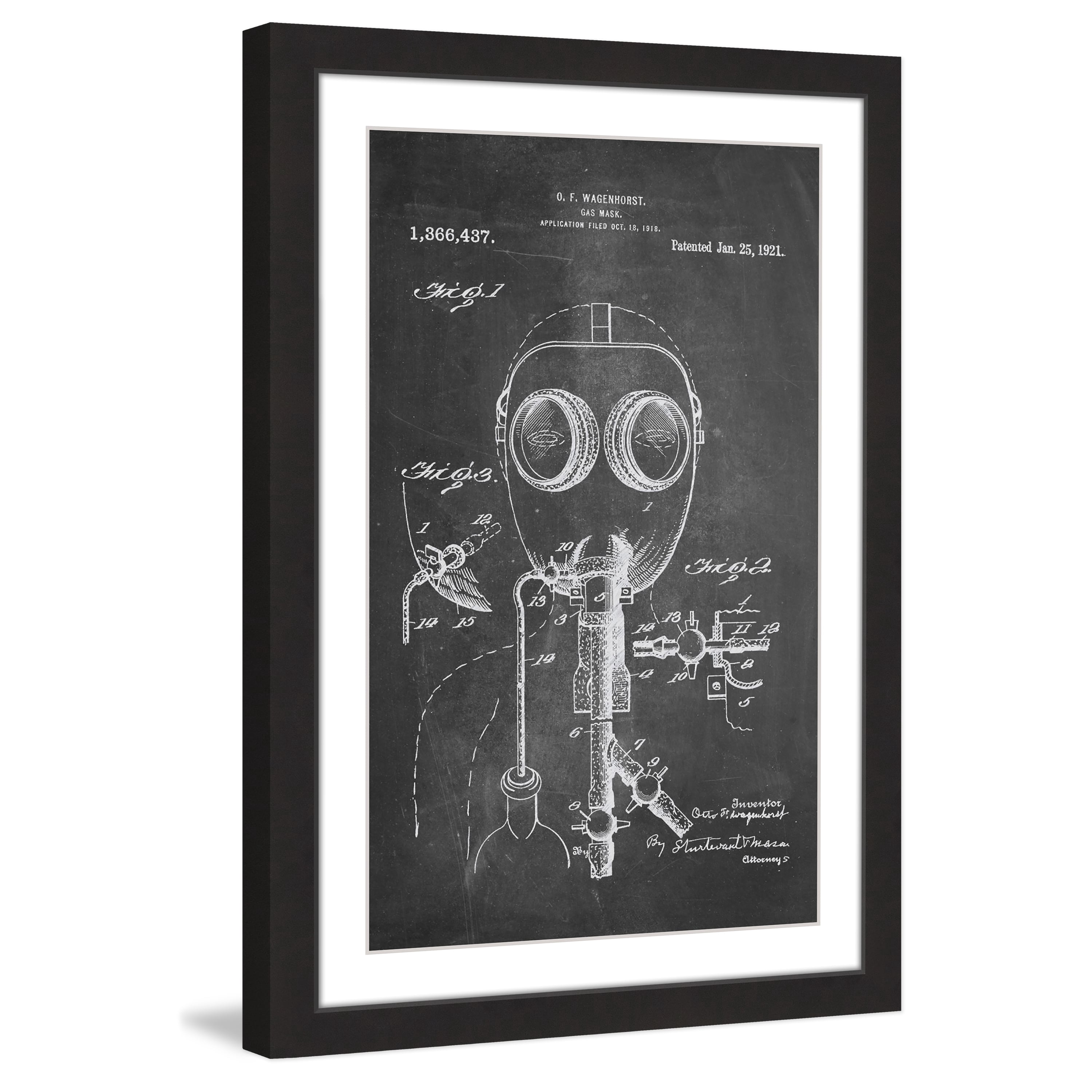 "Gas Mask 1921 Chalk" Framed Painting Print