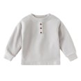 thumbnail image 4 of Bobifish Newborn Boys Long Sleeve Crewneck T‑Shirt Henley Button Placket Fleece Top, 4 of 5