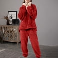 thumbnail image 2 of cfhntfmh Two Piece Sets for Women Sweatsuit Wide Leg Jogger Sets with Pockets Long Sleeve Lapel V Neck Sweatshirt Fall Tracksuit（Red,X-Large), 2 of 7