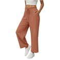 thumbnail image 4 of Hilenly Womens Cotton Palazzo Pants Drawstring Elastic Waist Casual Wide Leg Trousers Summer Beach Lounge Pants with Pockets, 4 of 6
