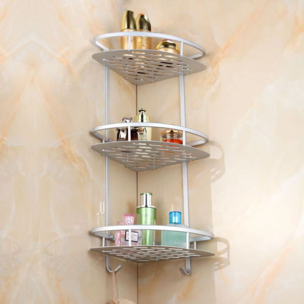 YOSOO 3 Tier Space-Saving Triangular Shower Caddy Shelf Bathroom Corner Bath Rack Storage Holder Organizer