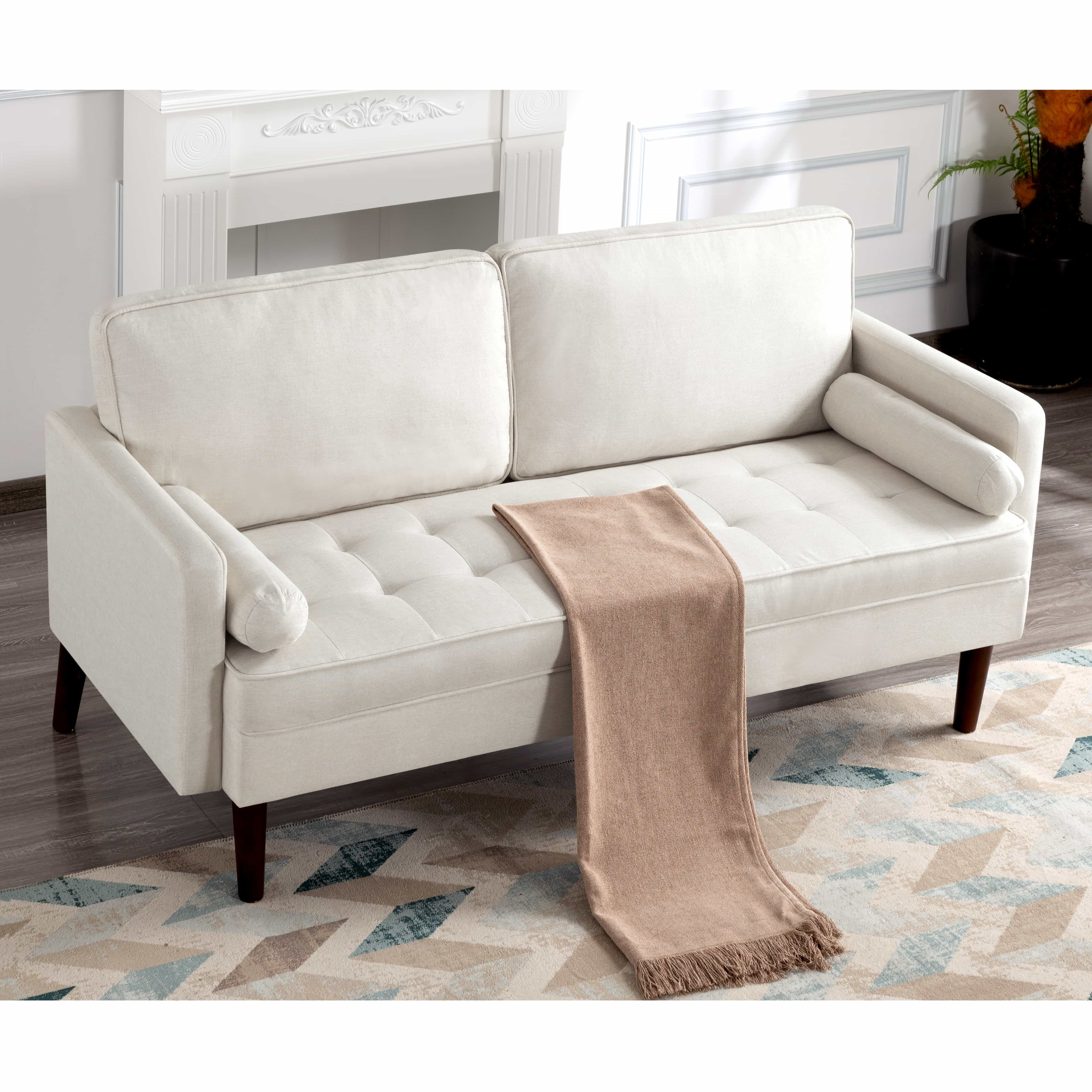BSHTI 65 inch Modern Couch/Loveseat,Beige Minimalist Design Loveseat,Perfect for Living Room,Home Office,Bedroom
