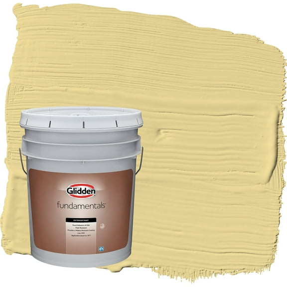 Glidden Fundamentals Wayward Wind / Yellow Semi-Gloss Exterior Paint, 5 Gallon