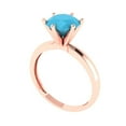 thumbnail image 2 of 2 ct Round Cut Simulated Turquoise Solitaire 18K Rose Gold Womens Engagement Ring, 2 of 5