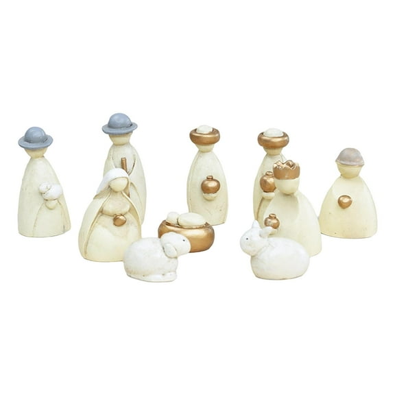 10 Pieces Nativity Scene Manger Figurines Religious Decor Collectible Christmas Artwork for Home Cabinet Tabletop