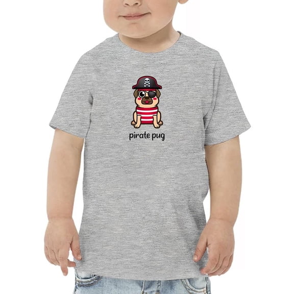 Cute Pirate Pug Doodle T-Shirt Toddler -Image by Shutterstock,  2 Toddler
