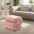 thumbnail image 2 of BISHE Modern S-Shaped Ottoman, Upholstered Footstool Bench for Bedroom, Living Room, Makeup Room or Entryway, Soft and Stylish Pouf Stool or Shoe Bench (Pink Teddy), 2 of 7