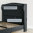 thumbnail image 5 of BELLEZE Queen Platform Bed Frame with Fast Charging Port, Upholstered Velvet Queen Size Bed Frame with Deep Button Tufted Headboard, Stable Headboard Bed frame, No Box Spring Needed - Oslo (Gray), 5 of 7
