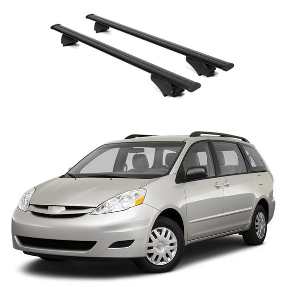ERKUL Roof Rack Cross Bars for Toyota Sienna 2004-2010 | Aluminum Crossbars with Anti Theft Lock for Rooftop | Compatible with Raised Rails - Black