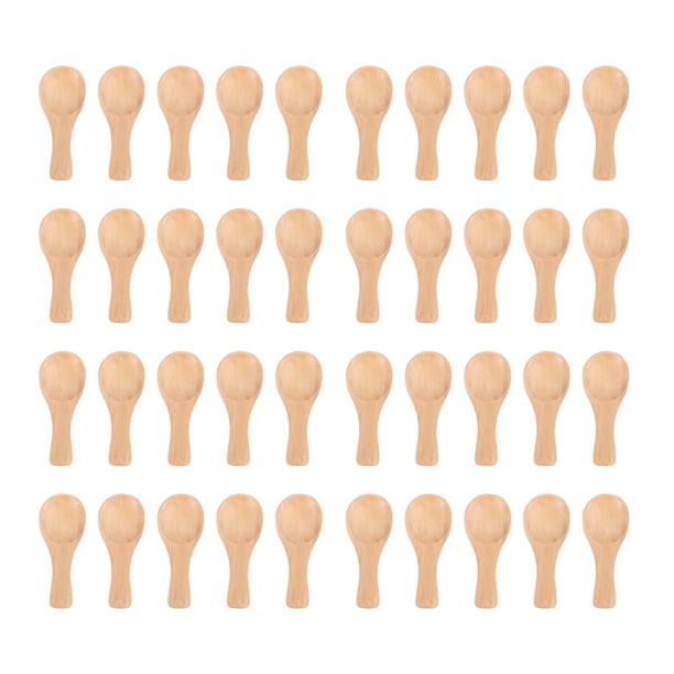 Manejar Corto 40 Paquetes Cucharas Pequeñas Madera,Perfecto para Pequeños Frascos de Mermelada Especias,Condimentos,Condimentos,Azúcar,Miel,Café, Té,Mostaza,Helado,Leche En Polvo