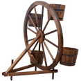 thumbnail image 4 of Wagon Wheel Barrel Planter Rustic Outdoor Display, 4 of 10