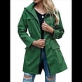 thumbnail image 3 of Chaqueta Impermeable Ligera para Mujer, con Capucha, Mangas Largas y Cremallera, para Actividades Al Aire Libre Verde Hierba XL, 3 of 9