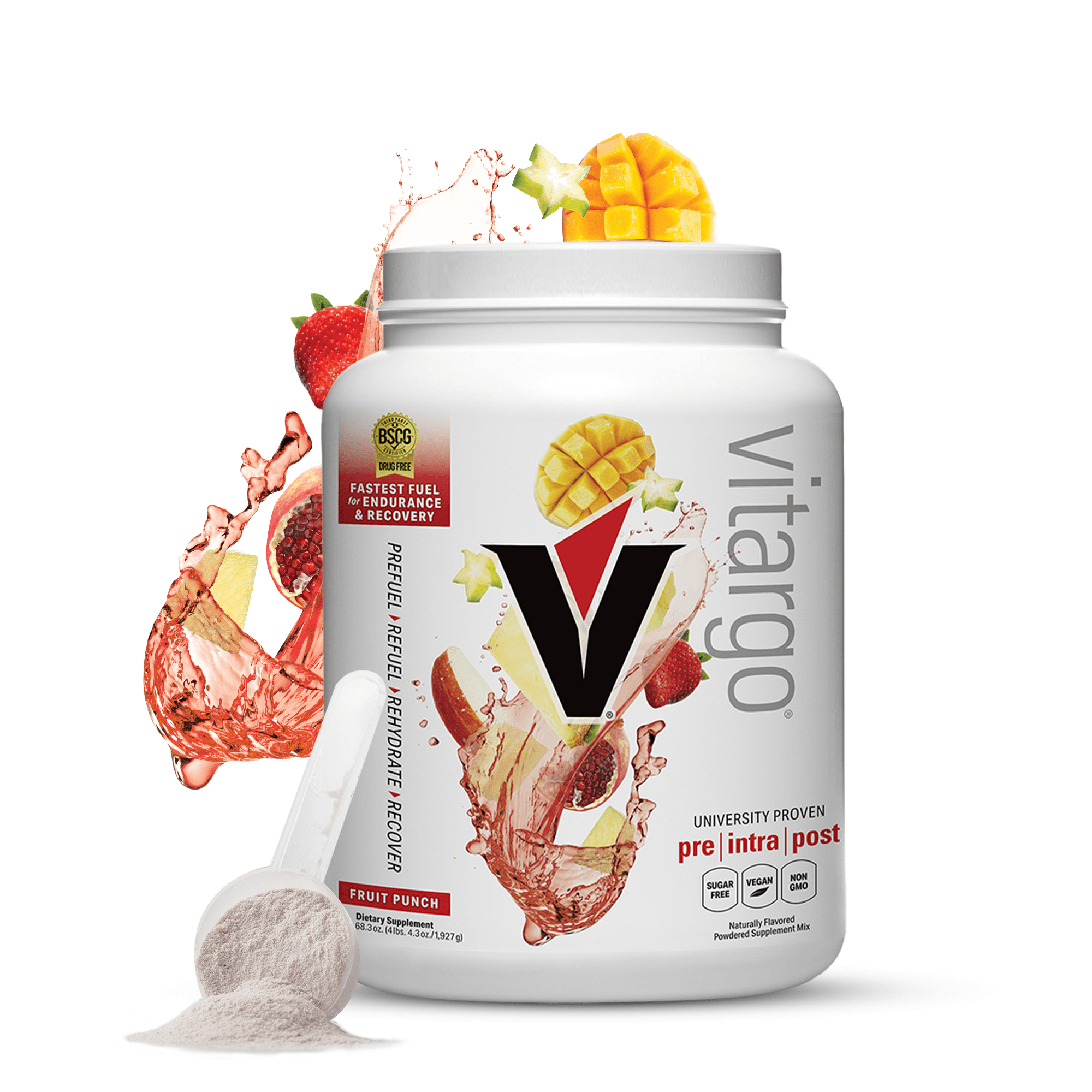 Vitargo Fruit Punch 50 Scoop 2X Faster Absorbing, 4.3 LB Fruit Punch, Pre, Intra & Post, Sugar-Free Complex Carb Powder for Recovery, Endurance & Muscle Gain, Made in USA
