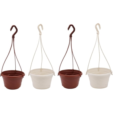 4Pcs Assorted Color Hanging Flower Pot Plastic Hanging Planter for Indoor and Outdoor Home Decor Ideal for Balcony and Garden
