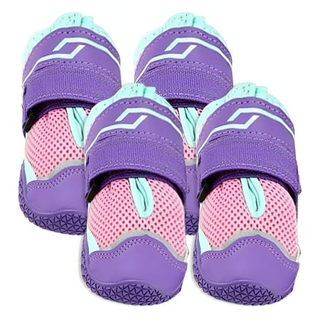 TELOLY 4Pcs Dog Shoes Soft Interior Dog Boots Natural Motion Dog Shoes Large Size Dogs Purple 1.8in