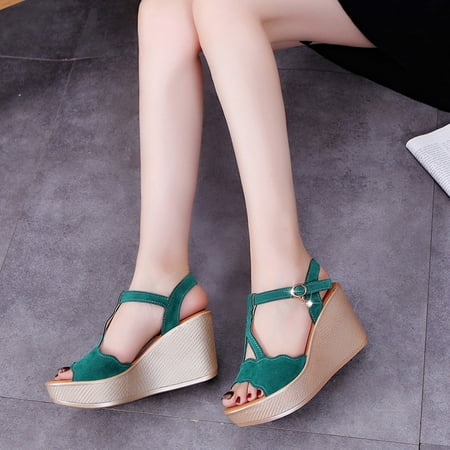 

TOWED22 Wedges For Women Women Slides Wedge Sandals Braided Straps Square Open Toe Dress Casual Shoes Wedges For Women