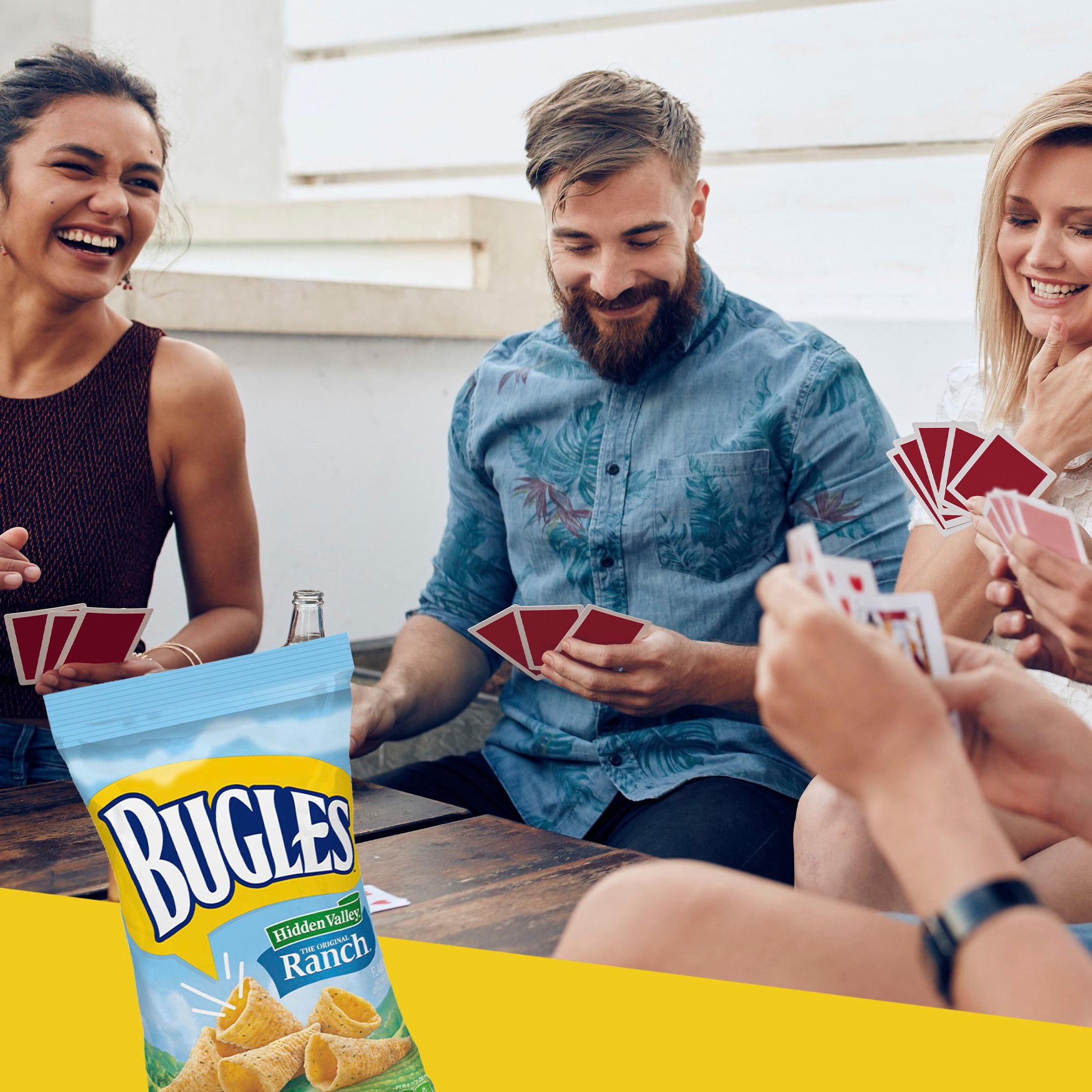 (3 pack) Bugles Crispy Corn Snacks, Hidden Valley Ranch Flavor, Snack Bag, 7.5 oz
