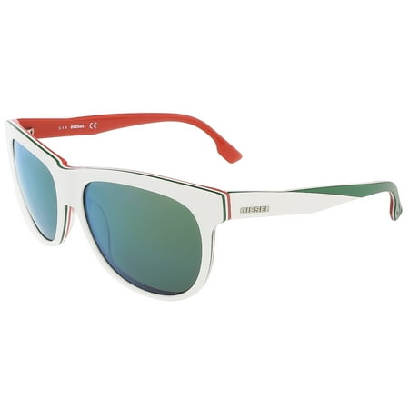 diesel dl0112/s 24q white/orange&green rectangle sunglasses