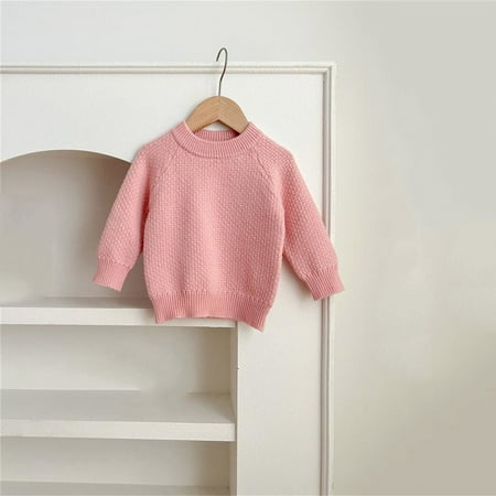 

ATOGUTA Baby Christmas Sweater Long Sleeve Drop Shoulder Pullovers Crew Neck Sweater Pink Size 0-2T