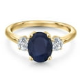 thumbnail image 3 of Gem Stone King 18K Yellow Gold Plated Silver Blue Sapphire and Lab Grown Diamond Engagement Ring for Women | 2.74 Cttw | Oval 9X7MM | Gemstone September Birthstone | Size 6, 3 of 6