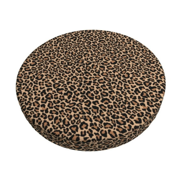 Logiee Brown Leopard Print Stool Covers Round,Bar Stool Covers,Watedrproof Stool Slipcover with Elastic,Stool Cushion,Round Bar Stool Seat Covers for Bar Round Chair-12 inch
