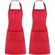 thumbnail image 1 of 2 piezas de delantales de rayas con pechera ajustable $ 2 piezas de delantales de cocina unisex $ 2 piezas de delantales de cuello alto ajustables adecuados para chefs, 1 of 5