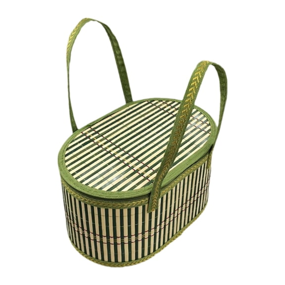perfk Bamboo Woven Basket Egg Container Gift Wrapping Basket for Bread Cake Snacks