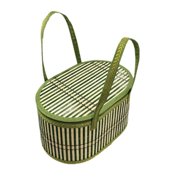 Cesta tejida de bambú,Cesta de almacenamiento de alimentos,Cesta de bambú multiusos con tapa, cesta de embalaje de regalo para aperitivos, pan, pastel