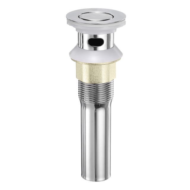 Desagüe de fregadero de 7" para baño y cocina de acero inoxidable, desagüe de fregadero con orificio de desbordamiento tono plateado 1PCS