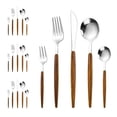thumbnail image 5 of 20-Piece Gold Stainless Steel Cutlery Set with Faux Wood Handles, Western Tableware Service for 4, Includes Knives, Forks  Spoons, Ideal for Home Kitchen  Restaurant Use, 5 of 12