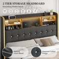 thumbnail image 4 of SIBEDS Bed Frame with Bookcase Storage Headboard and 2 Drawers Linen Gray Upholstered Tufted Wingback Beds, Queen, 4 of 8