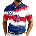 thumbnail image 4 of USA 2026 Soccer Cup Style Patriotic Polo Shirt for Men, Short Sleeve Quick-Dry Mesh Breathable Top with Stars & Stripes Graphic, Lightweight Sports Jersey, 1 PC Red XL, 4 of 5