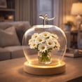 thumbnail image 3 of Glass Apple Case with LED Light and Artificial Flowers, Decorative Glass Apple Dome with Base for Cozy Home Decor, Valentine’s Day Table Display & Collectible Showcase, 1 Pcs, 3.54x5.5", 3 of 4