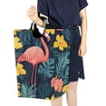 thumbnail image 4 of Yayeee Freestanding Laundry Hamper with Handle Collapsible Large Storage Basket for Clothes, Pink Floral Flamingo, 4 of 7