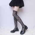 thumbnail image 5 of Milue Lolita Lace Thigh High Stockings Kawaii Floral Jacquard Over Knee Long Socks, 5 of 16