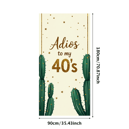 LUUFILx Adios to My 40's Backdrop Cactus Banner Party Supplies Retirement Celebration Birthday Decorations Background Photography Props Decors
