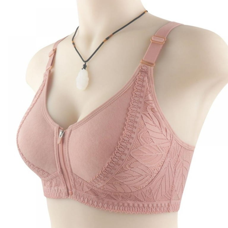 Xmarks Everyday Zipper Bras - Women's Front Easy Close Builtup Sports Push  Up Bra with Padded for Middle Aged Women - Pink 48/110