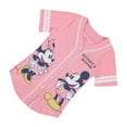 thumbnail image 4 of Disney Women's Minnie & Mickey Mouse Baseball Jersey, Printed Baseball Shirt Light Pink – M, 4 of 5