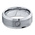 thumbnail image 2 of Tungsten Astronomical Space Full Moon Band Ring 8mm Men Women Comfort Fit Gray Step Bevel Edge Brushed Polished, 2 of 4
